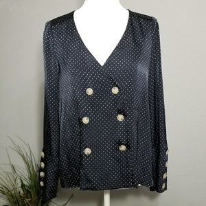 Zara Trafaluc Blue Polka dot Top